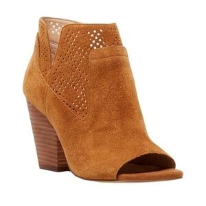 Steven by Steve Madden Ready Peep Toe Perforated Bootie Chestnut Oiled Cow Suede